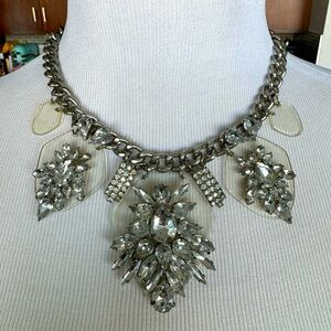 BaubleBar Silver, Rhinestone and Lucite Statement Necklace